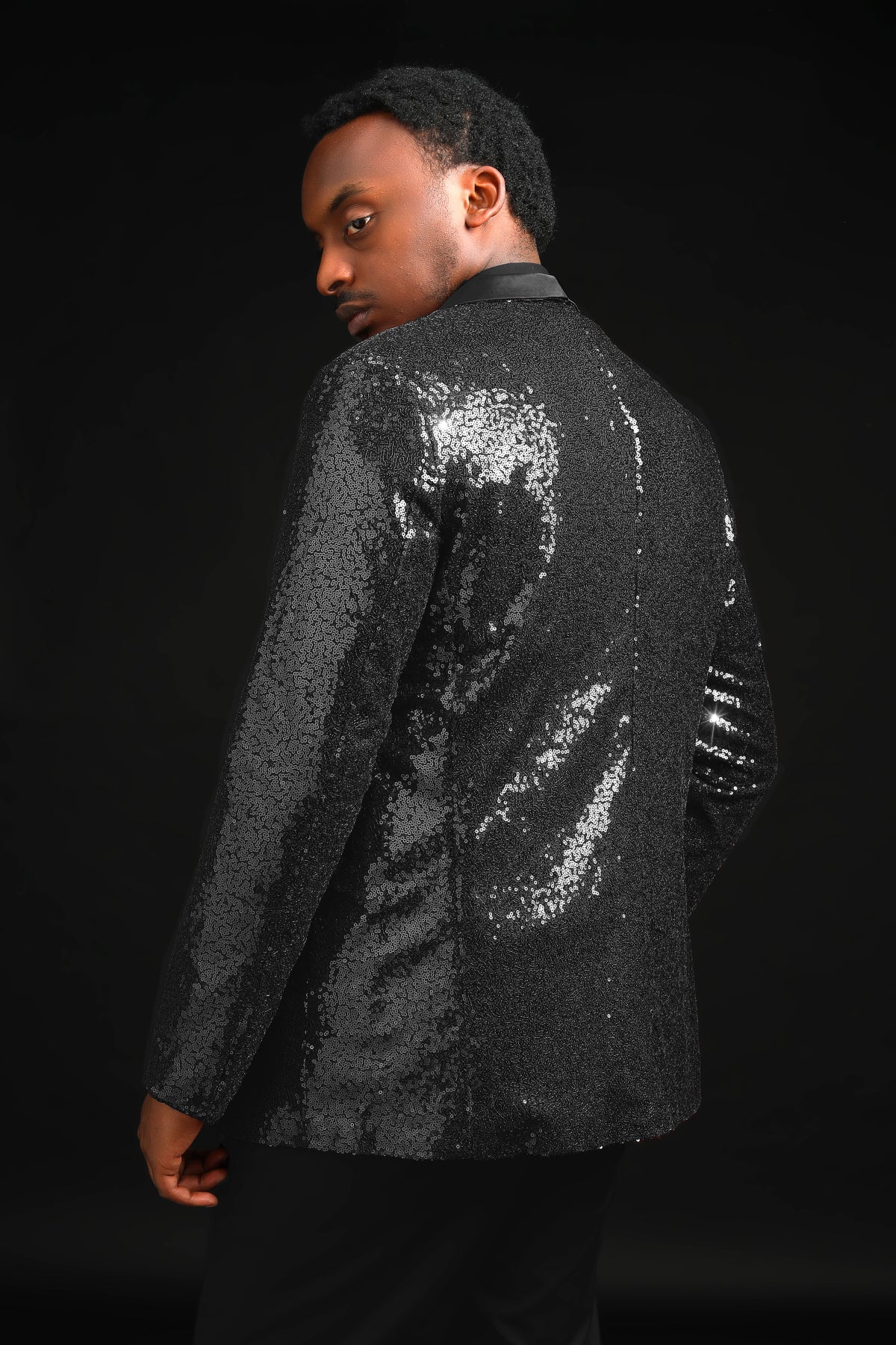 YFFUSHI Mens Shiny Sequin Wedding Suit Blazer