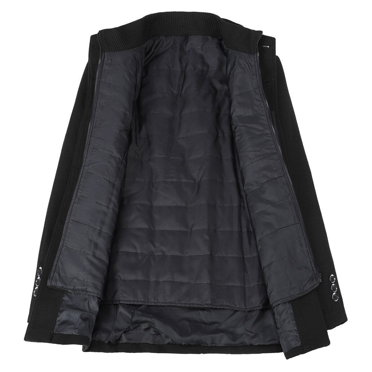 YFFUSHI Mens Casual Stand Collar Thickened Warm Wool Coat With Vest