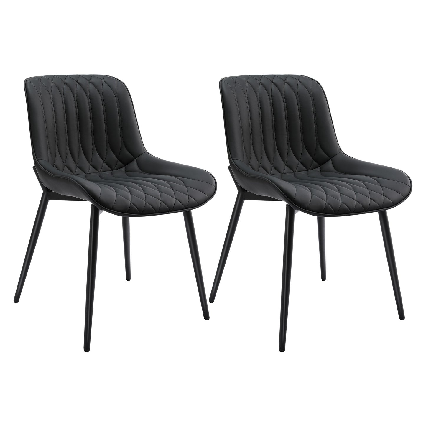 Cadeira de Jantar em Pele de Gato com Friso Vertical*2 HOMEMIYN (54x53x96 cm - preto)