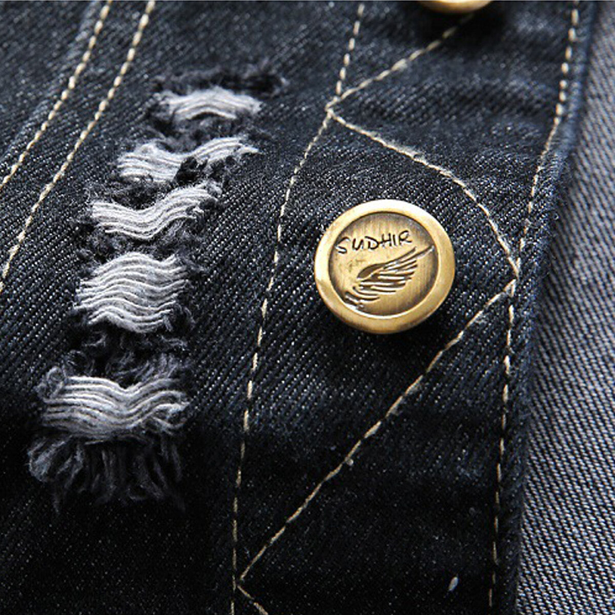 YFFUSHI Mens Ripped Denim Casual Vintage Biker Cowboy Vest