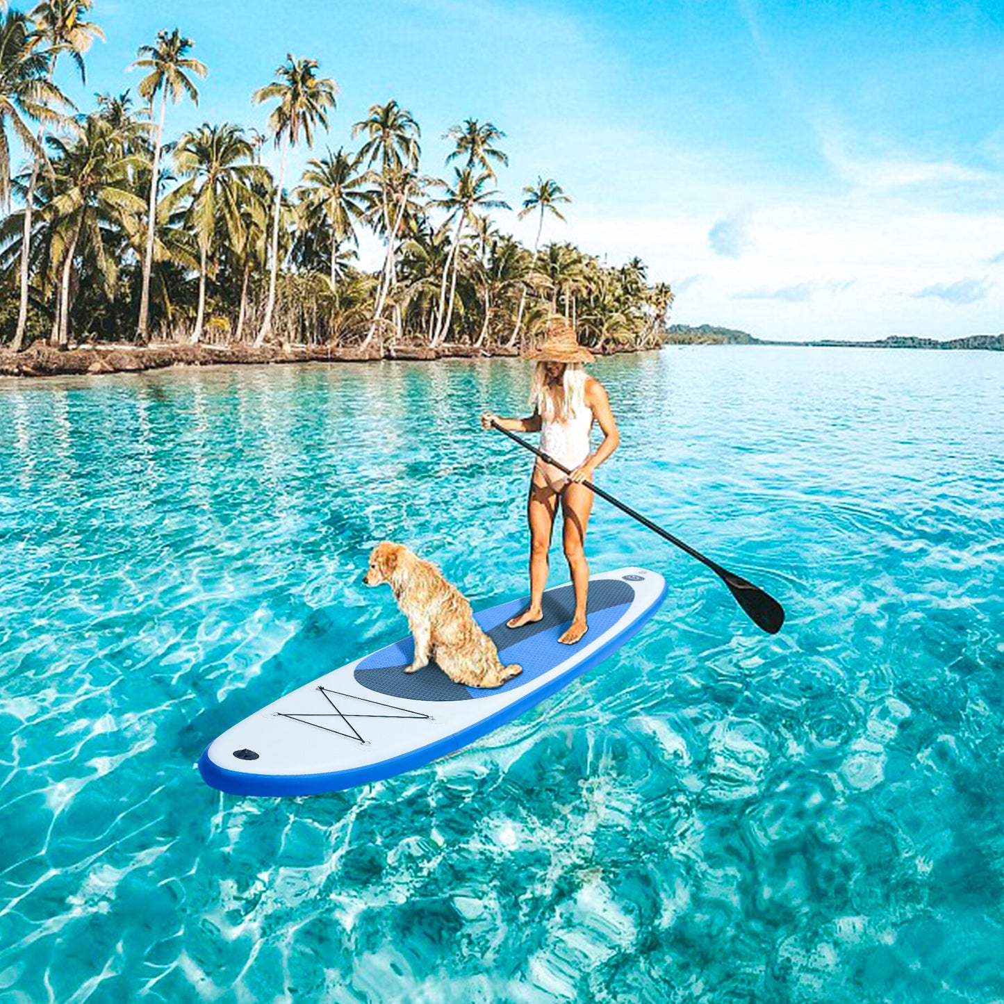 Stand up gonflable Planche de surf -300 x 76 x 10cm portable Ensemble de planches SUP gonflables