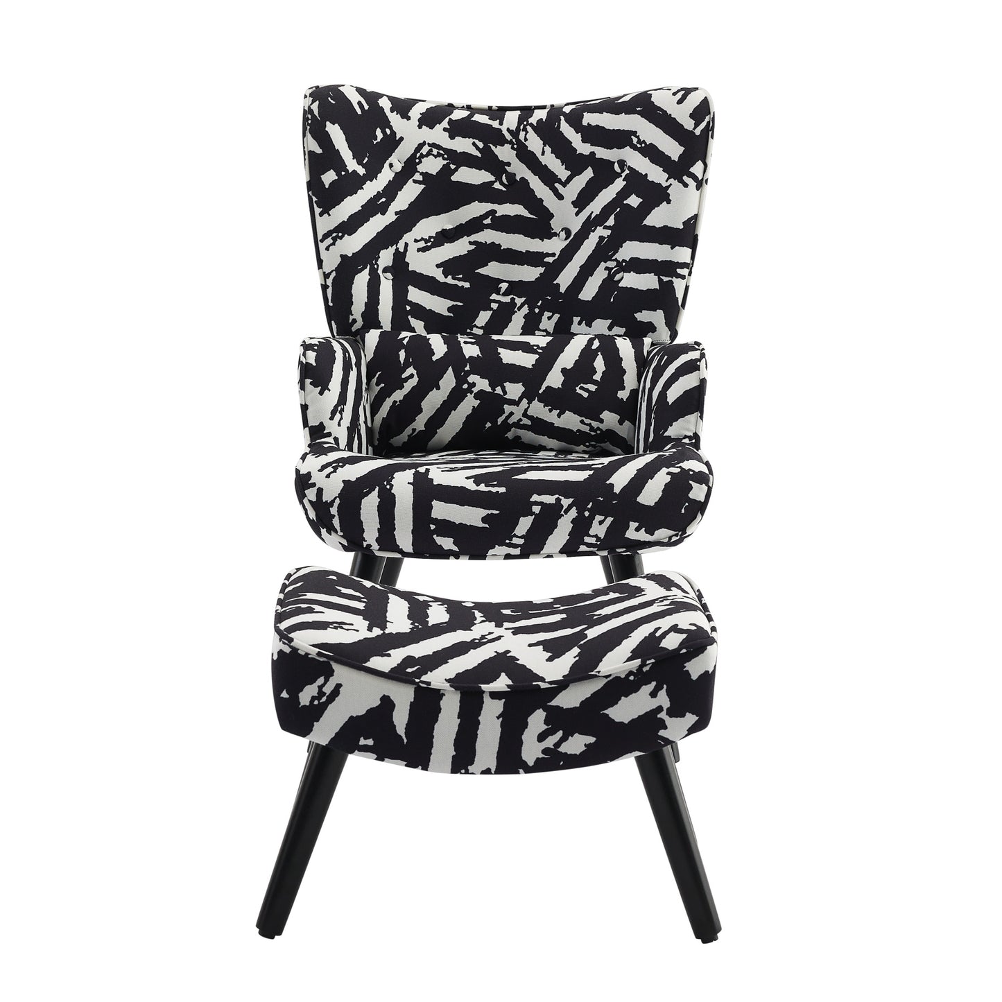 Poltrona HOMEMIYN com almofadas e banco (76x65x94 cm - imitação de linho - estampa de zebra)