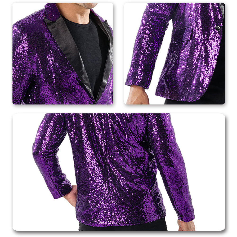 Cloudstyle Mens One Button Sequin Dress Suit Jacket Party Festival Tuxedo Sport Coat