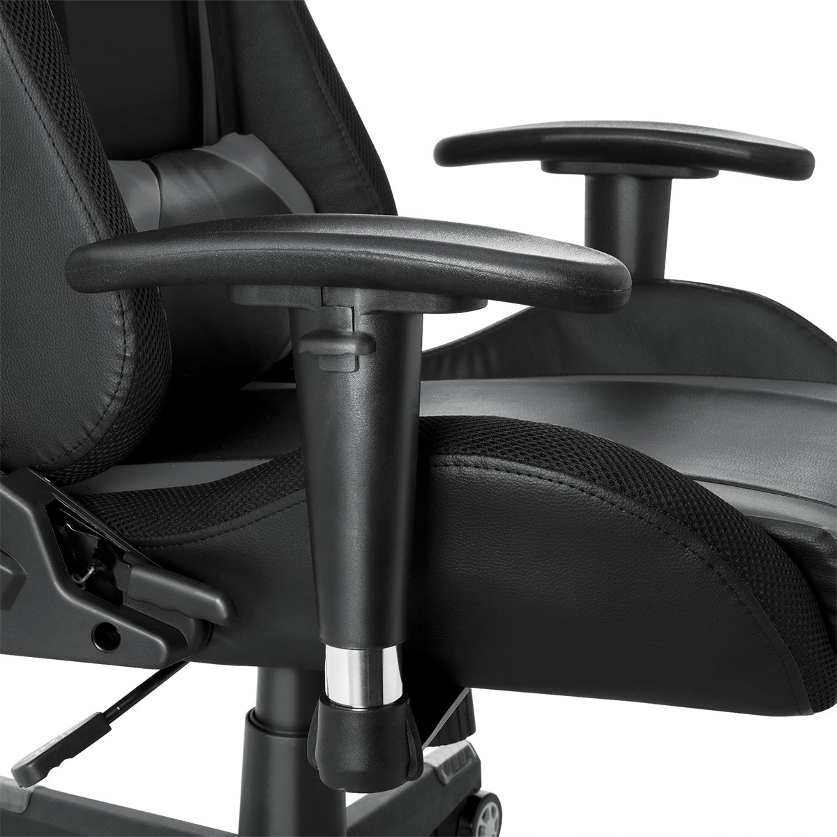 Chaise Gaming avec lumière LED et Bluetooth Fauteuil Gamer avec haut-parleur Noir et gris