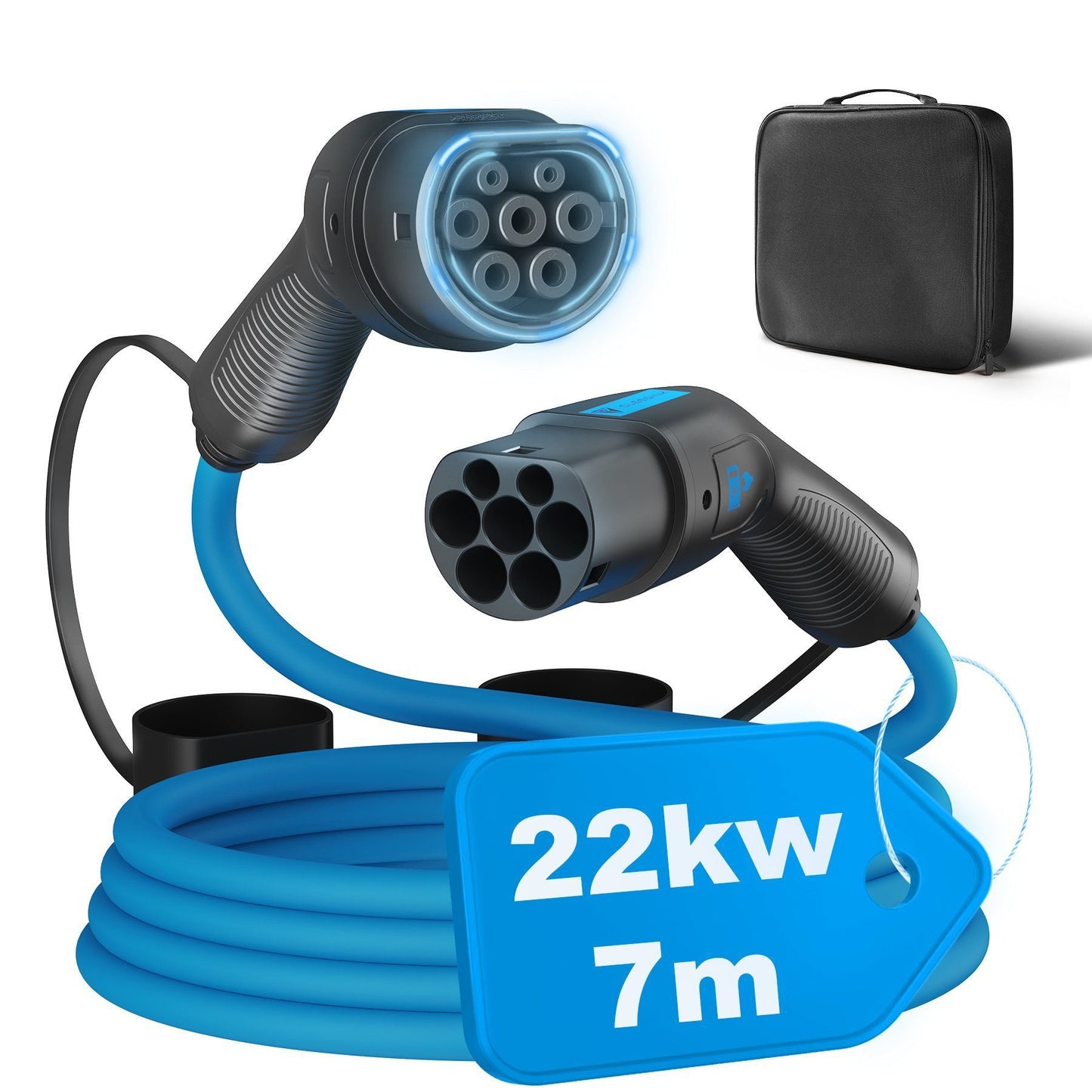 Câble de charge de type 2 22 kW pour voitures électriques 7 m avec sac accessoires de voiture câble de charge de voiture