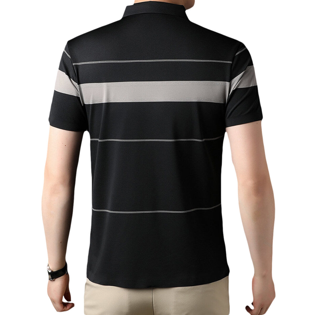 YFFUSHI Mens Short Sleeve Striped Shirt Summer Casual Lapel Lightweight Regualr Fit