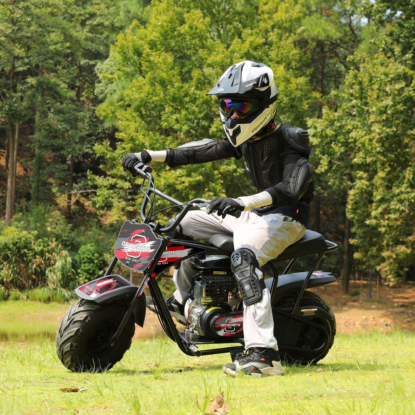 Mini Moto Todo-o-Terreno 105CC para Jovens - 4 Tempos, Transmissão Automática, Arranque por Corda, Acabamento em Vermelho Escovado - A Partir dos 13 Anos