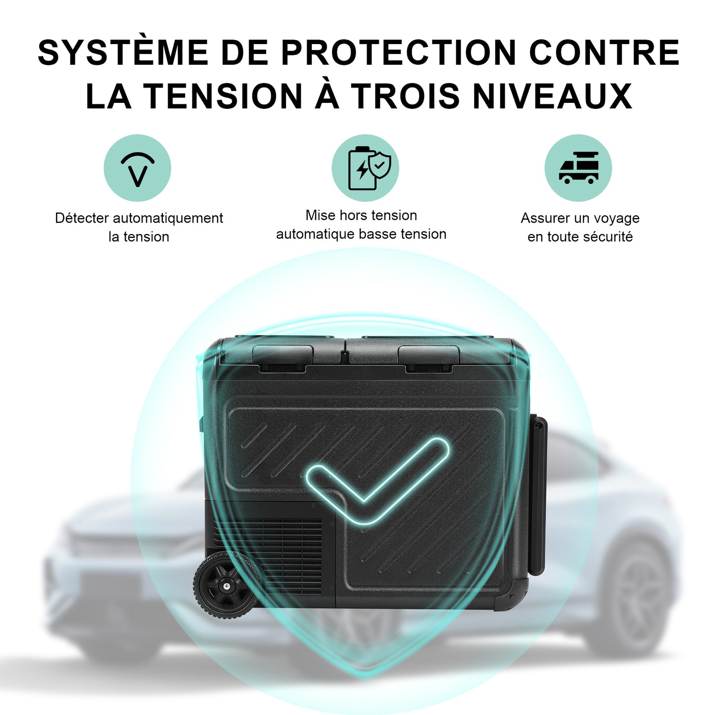 Réfrigérateur de voiture HOMEMiYN 12 V, réfrigérateur de voiture à double zone de 45 litres, congélateur portable (-8 ℉ ~ 68 ℉) avec 12/24 V DC 100/240 V AC, glacière électrique à contrôle APP pour voiture, camping-car, camping, voyage et usage domestique