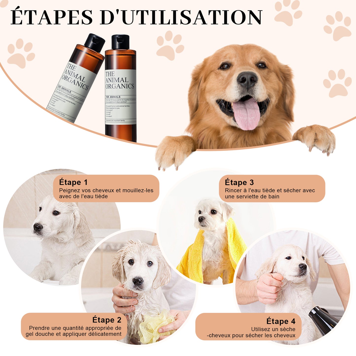 Shampoing chien 250ml,Extrait naturel,Shampoing chien anti odeur Peau sensible,Shampoing Sans additifs,Shampoing Hydratant