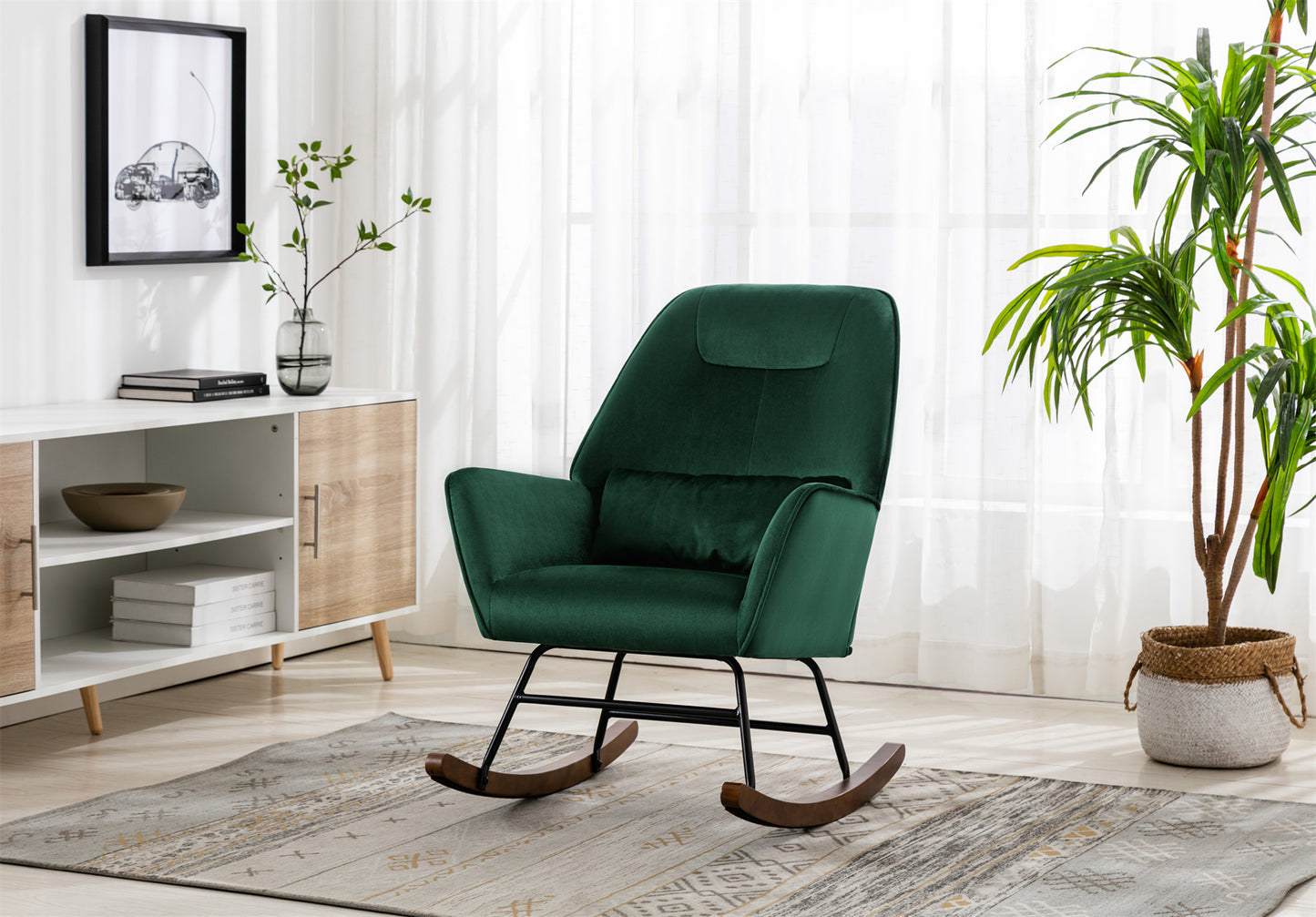 Poltrona de Amamentação HomeMiYN com Apoio Lombar (46x43x86cm - Camurça - verde escuro)