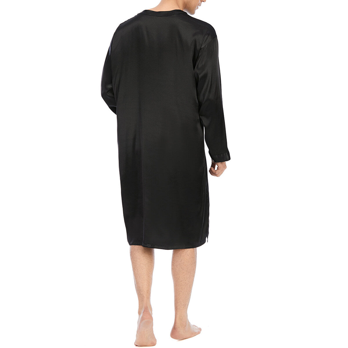 YFFUSHI Mens Smooth Dressing Gown Soft Lightweight Solid Long Robe