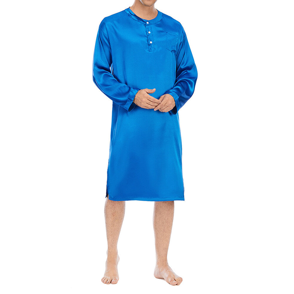 Youthup Mens Sleepwear Long Sleeves Pajamas Robe Nightdress