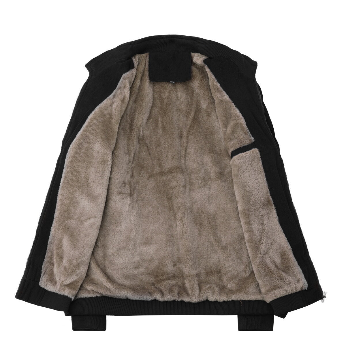Youthup Mens Winter Stand Collar Plush Thickened Classic Zipper Jacket