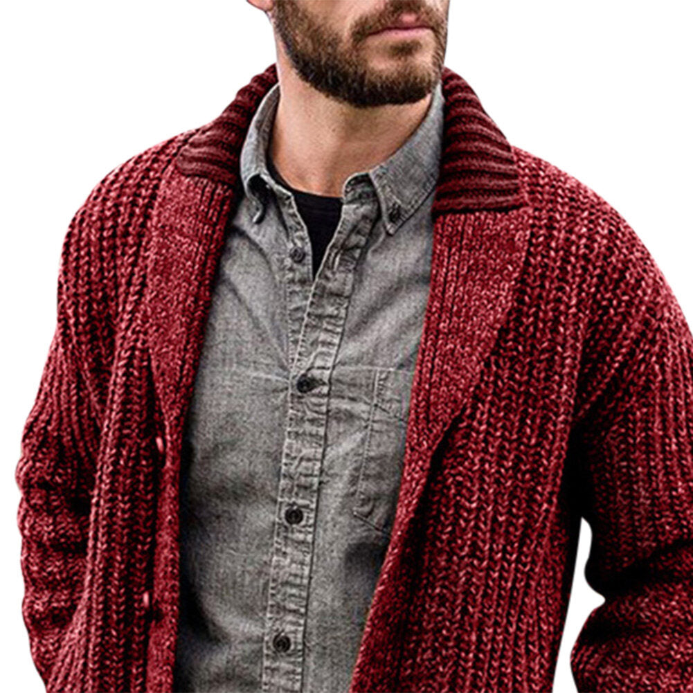 Youthup Mens Lapel Sweater Knitted Cardigan