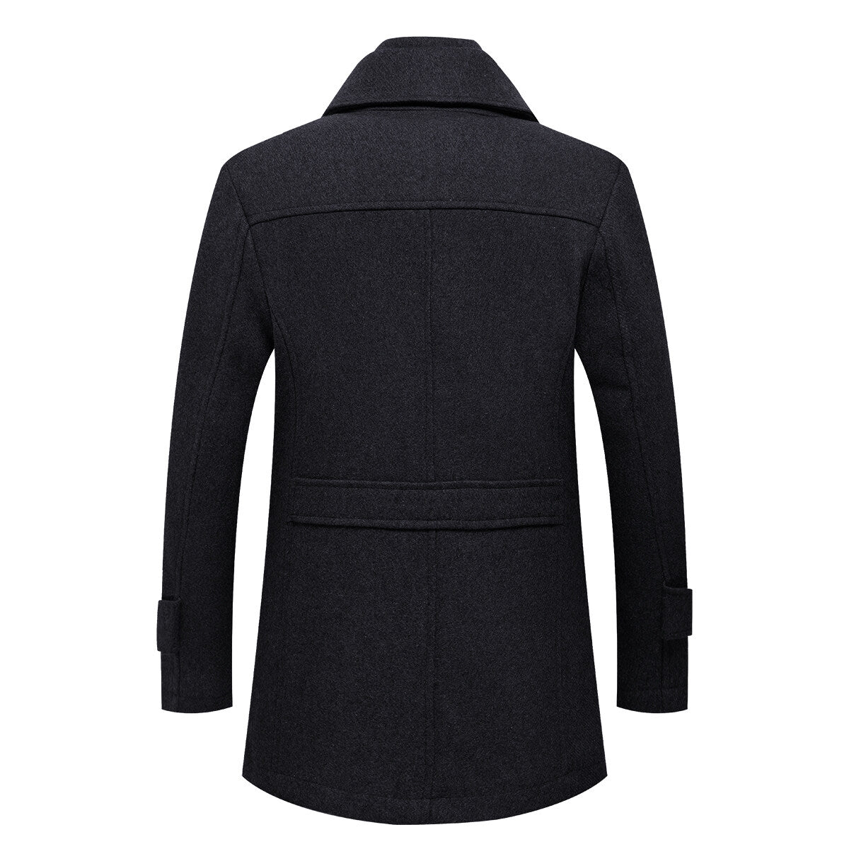 Youthup Mens Lapel Double Collar Slim Fit Wool Pea Coat