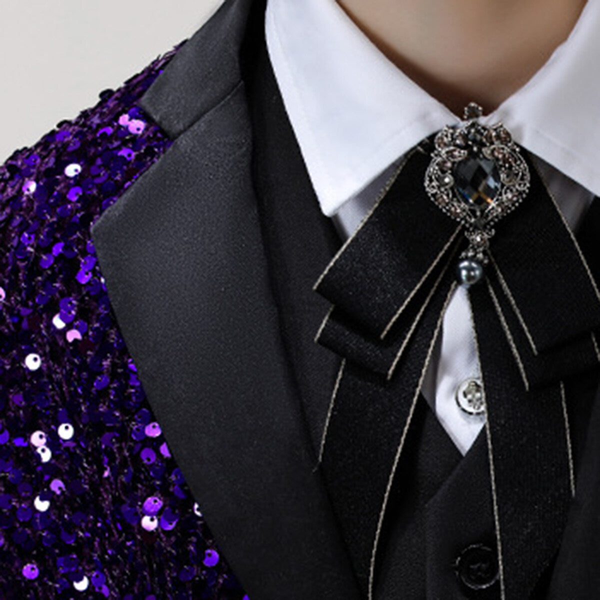 Youthup Boys Purple Sequin Suit 3Pcs Set Wedding Party Tuxedo