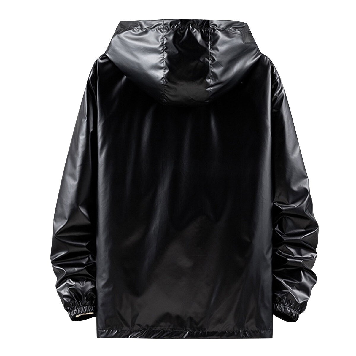 YOUTHUP Mens Shiny Reflective Hooded Jacket Athleisure Party Sports Casual Coat