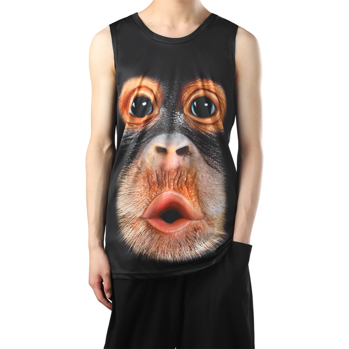 Youthup Mens Summer Orangutan Cosplay Sleeveless Vest Funny Monkey Face