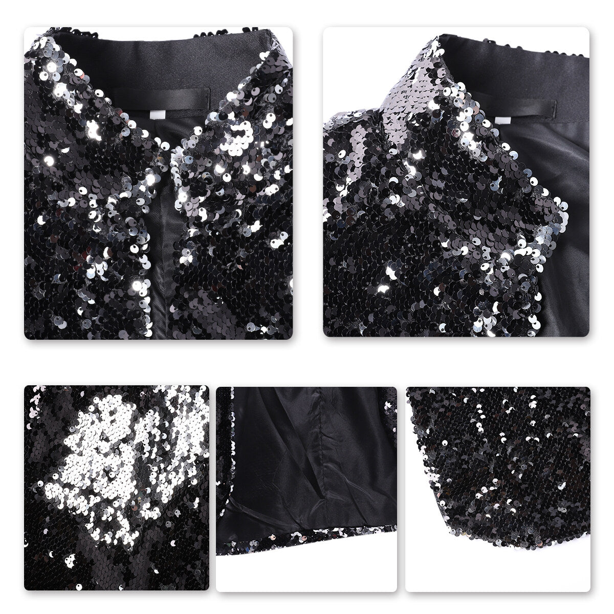 Youthup Mens Prom Sequin Sparkle Sleeveless Jacket
