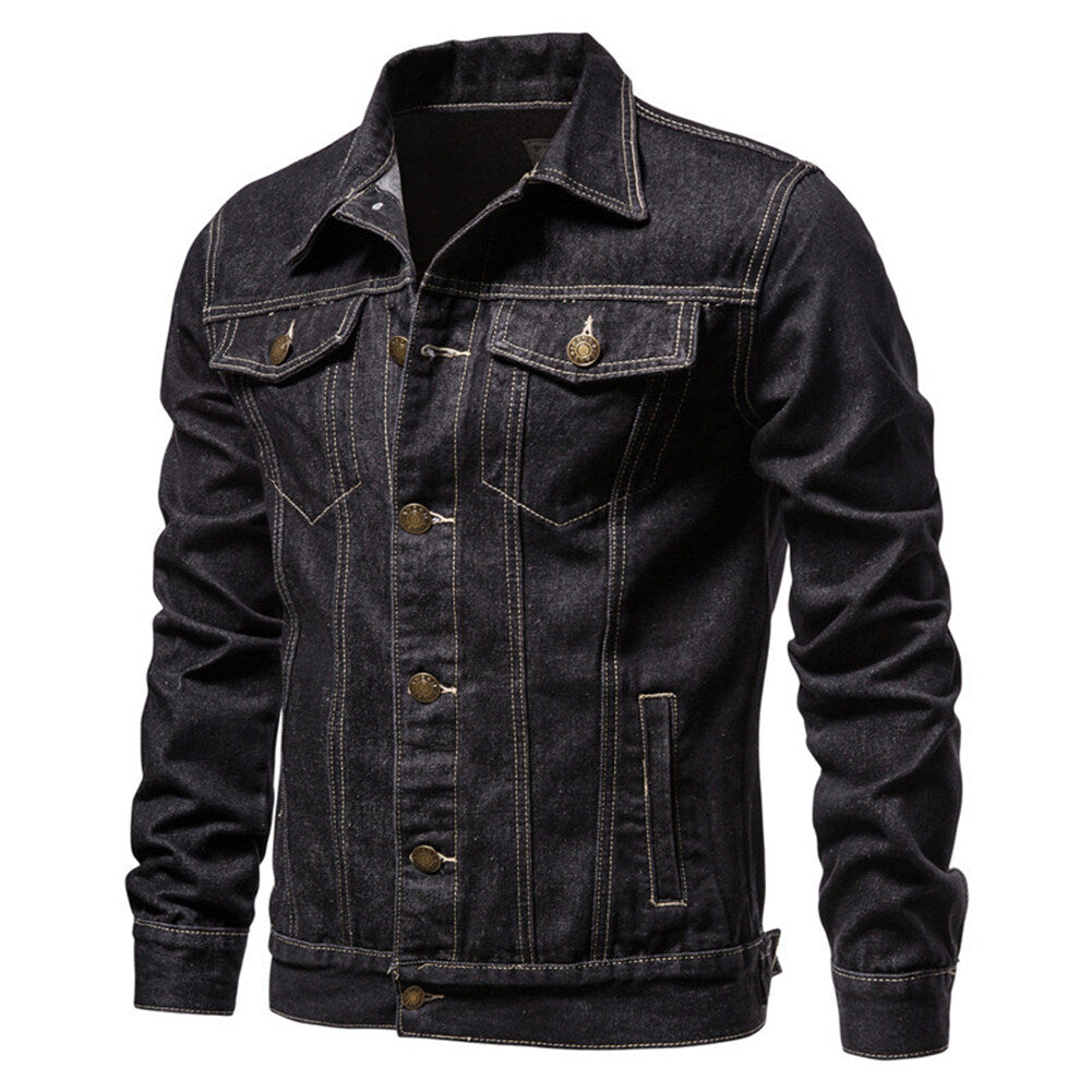 Youthup Mens Classic Lapel Button Denim Jacket