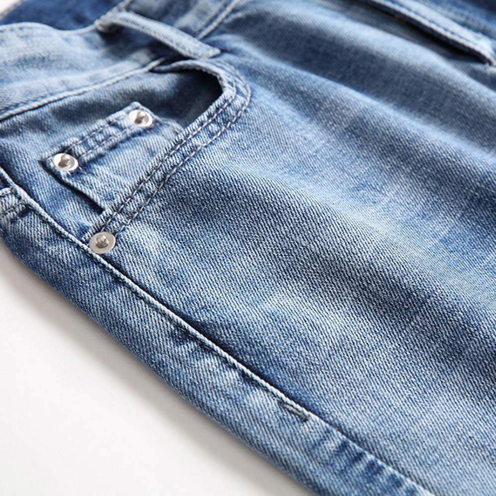YOUTHUP Mens Summer Casual Ripped Straight Leg Cargo Denim Shorts