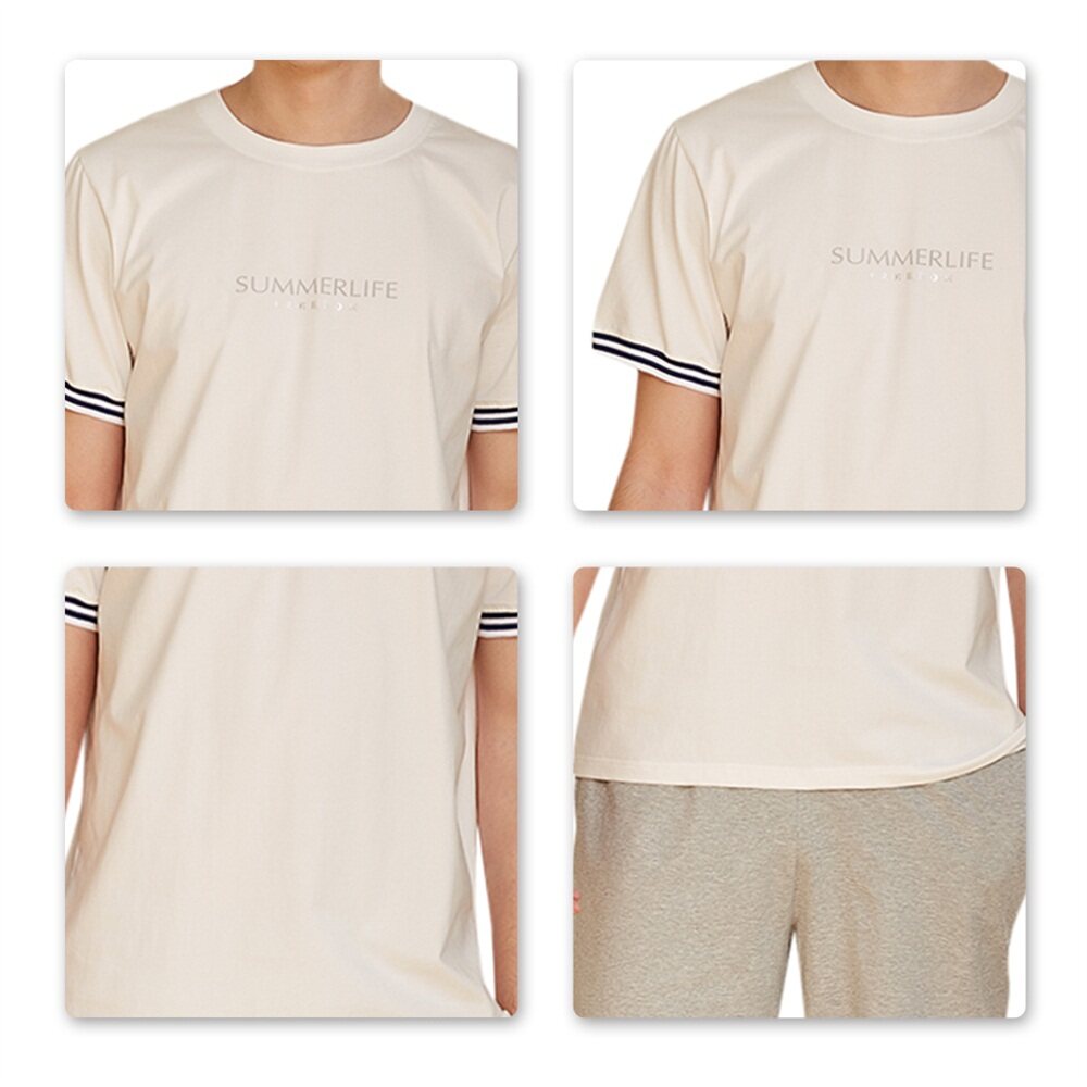 YOUTHUP Mens 2 Piece Loungewear Lightweight Stripe Short Sleeve Top and Short Bottom