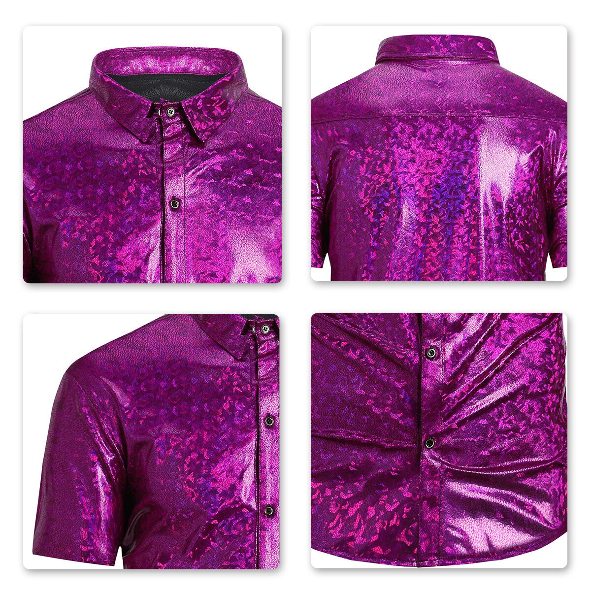 Youthup Mens Shadow Print Shiny Slim Fit Shirt