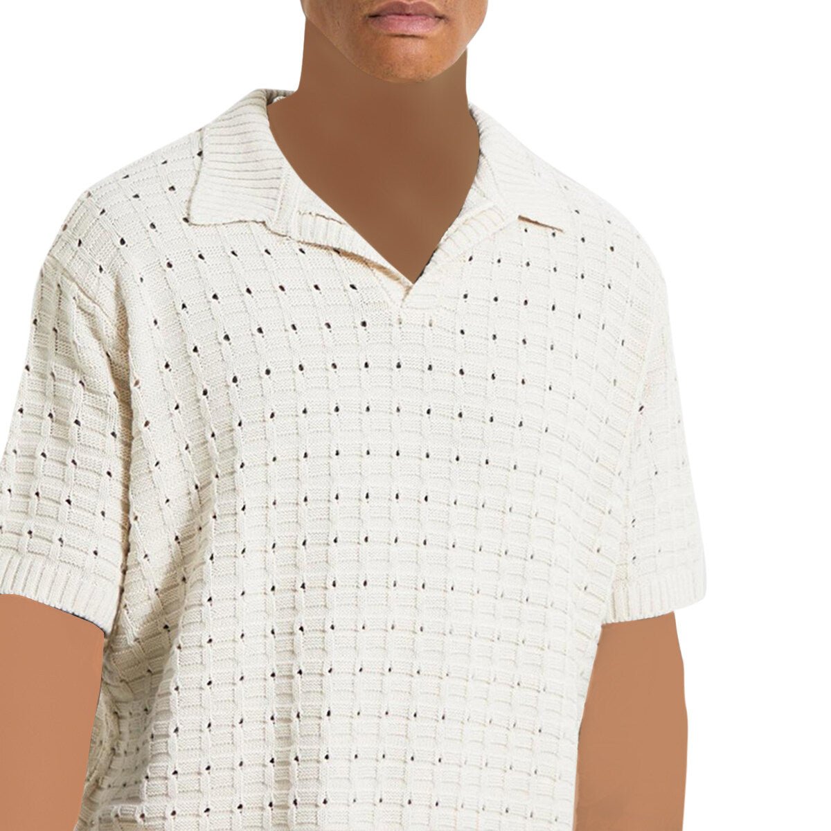 Youthup Mens Knitted Cutout Tee Hollow Short Sleeve T-Shirt