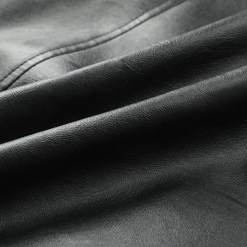 Youthup Mens Round Neck Motorcycle Cropped Leather Jacket
