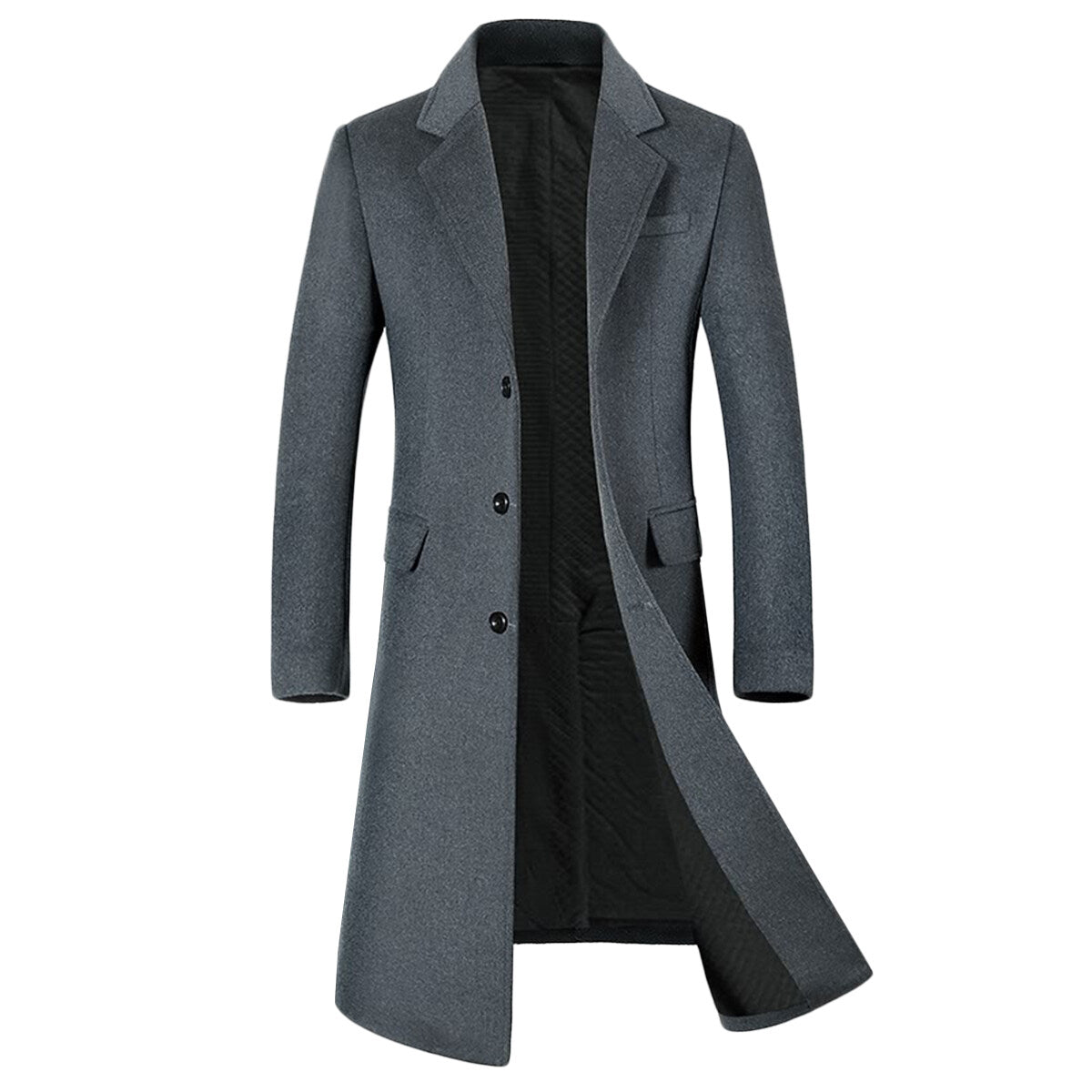 Youthup Mens Cotton Blend Wool Long Winter Coat