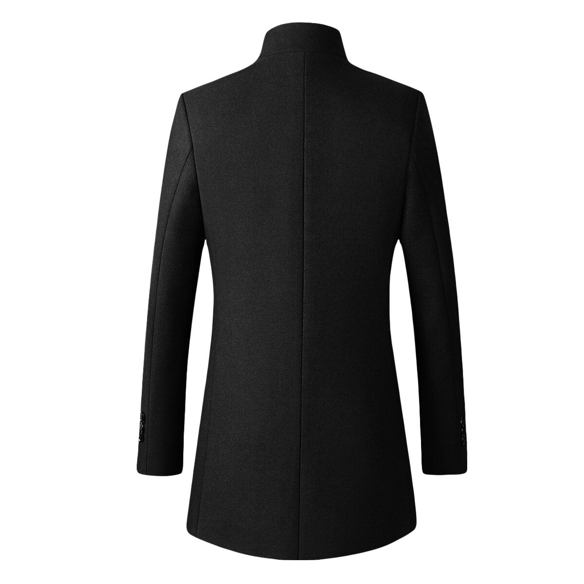 YOUTHUP Mens Casual Stand Collar Slim Lightweight Wool Long Coat