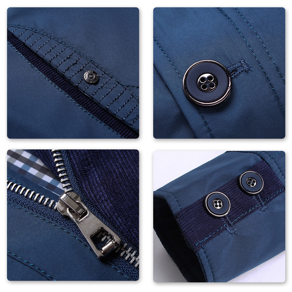 Youthup Mens Slim Fit Button Zip Waterproof Bomber Jacket