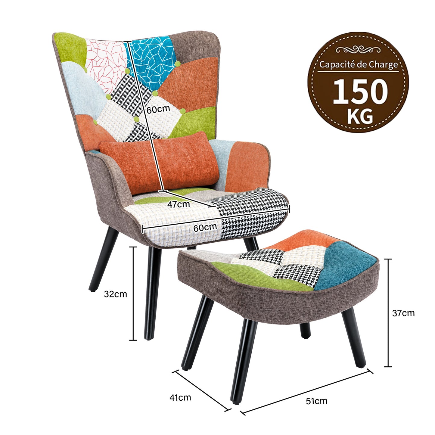 Relaxsessel mit Patchwork Dominique