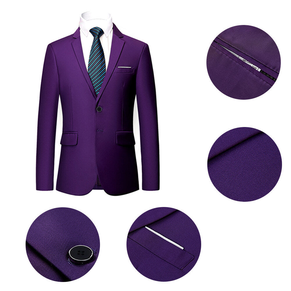 YOUTHUP Mens Slim Fit 2 Piece Suit Classic Business Wedding Suits Tuxedo Blazer Trousers