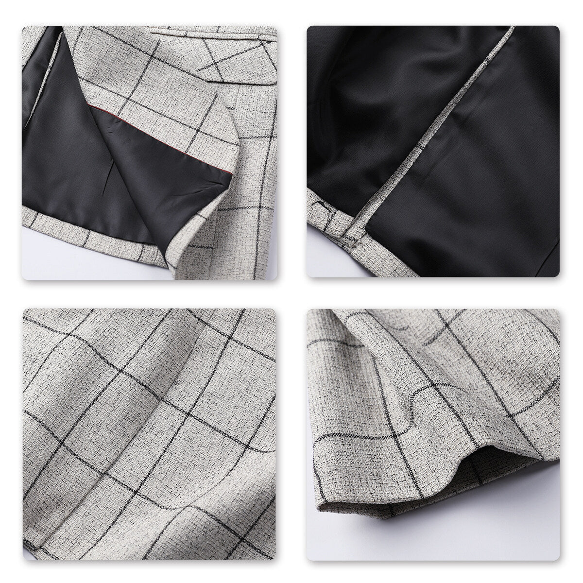 YOUTHUP Mens Casual Business Check Blazer 1 Button Lightweight Plaid Suit Jacket