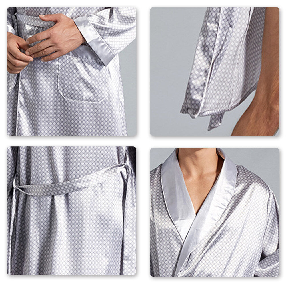 Youthup Mens Plaid Sleepwear Belted Slim Fit Robe Pajamas
