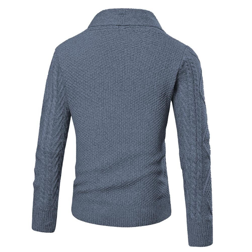 Youthup Mens Shawl Collar Twist Knit Jacket Slim Fit Cardigan Sweater