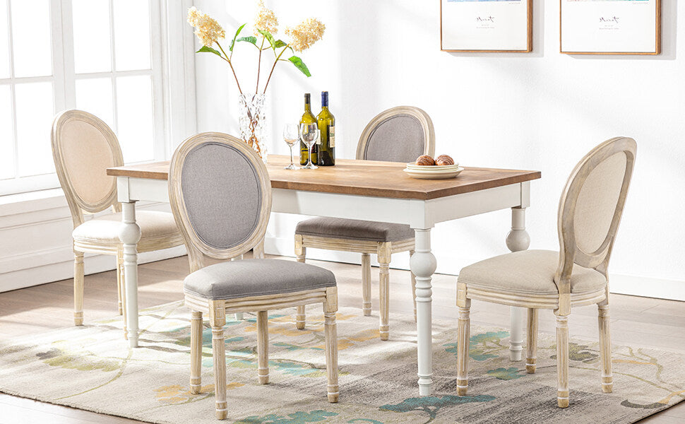 Silla de comedor barroca, sillas de comedor estilo rústico francés, silla barroca, silla tapizada, juego de 2 sillas de cocina de madera, color gris