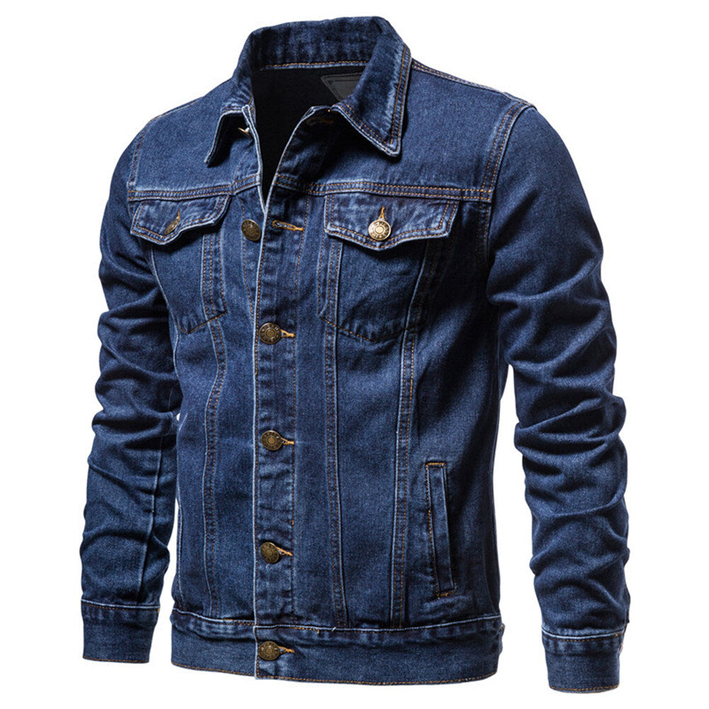 YOUTHUP Mens Casual Denim Jacket Cargo Multi Pocket Lapel Denim Jacket