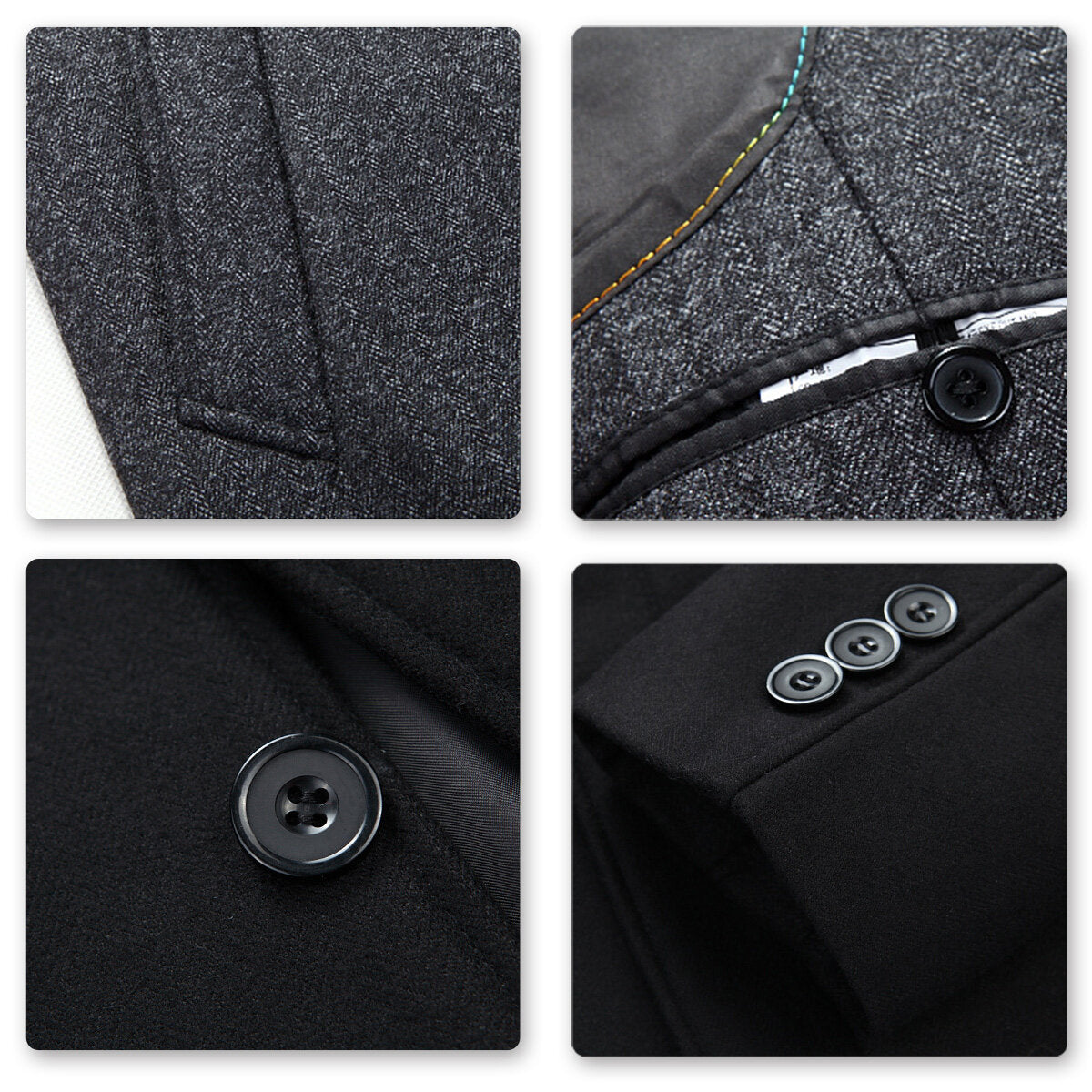 Youthup Mens Wool Blend Mid Length Coat