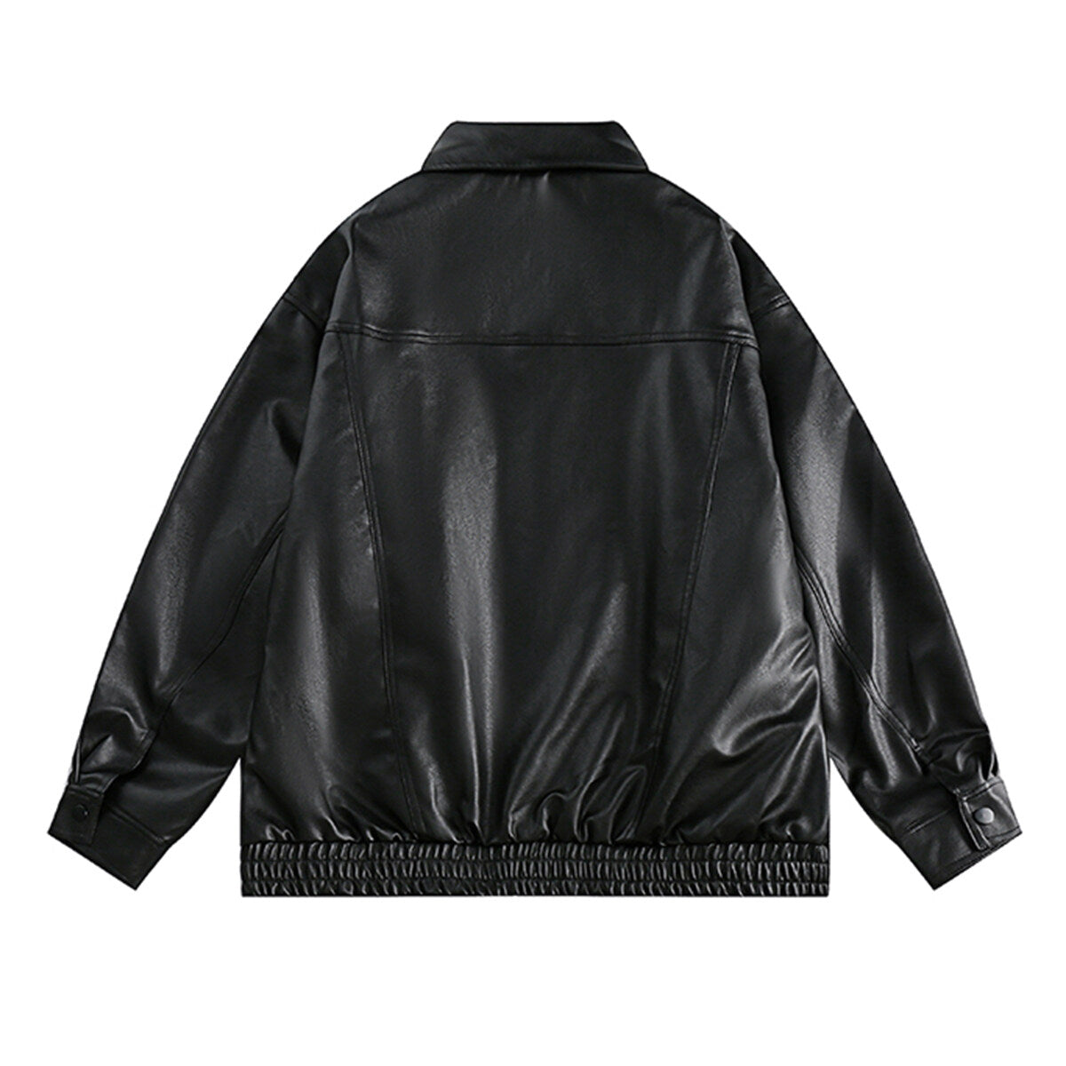 YOUTHUP Mens Simple Casual Leather Long Sleeve Lapel Solid Color Jacket