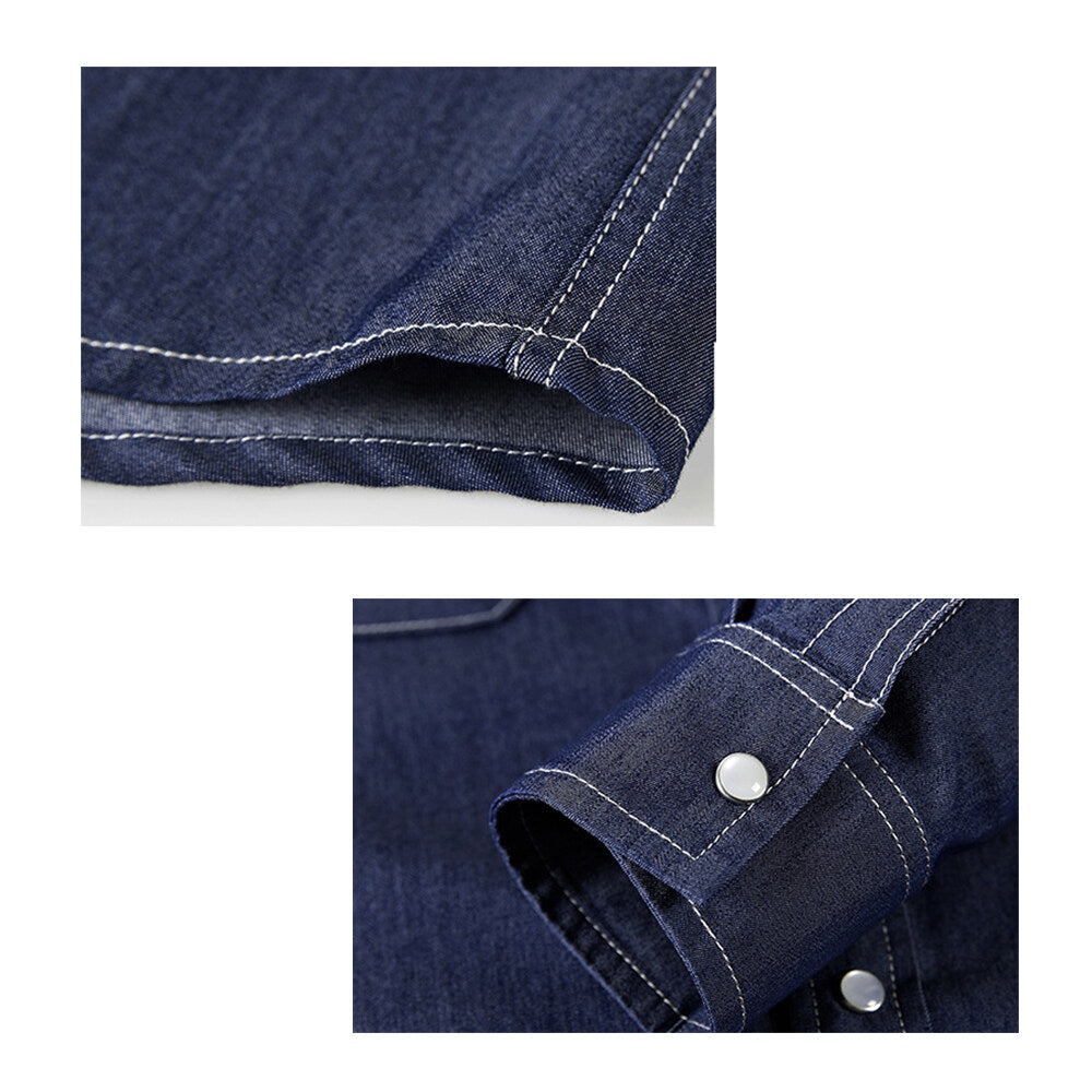 Youthup Mens Slim Fit Cotton Denim Shirt