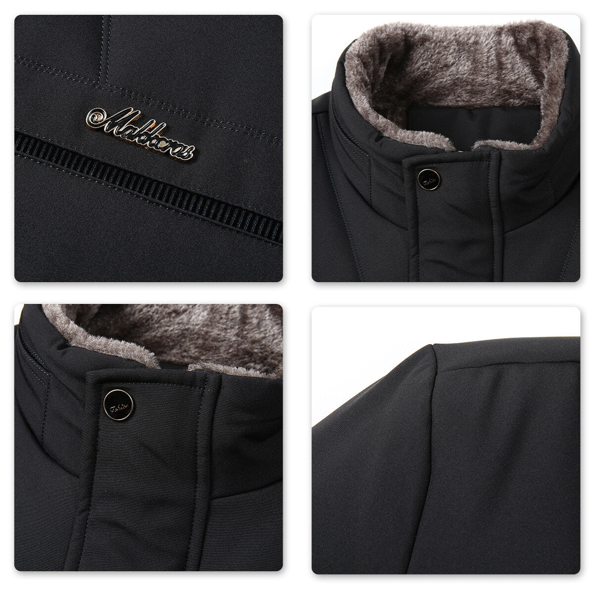Youthup Mens Padded Jacket Loose Thick Zipper Solid Coat