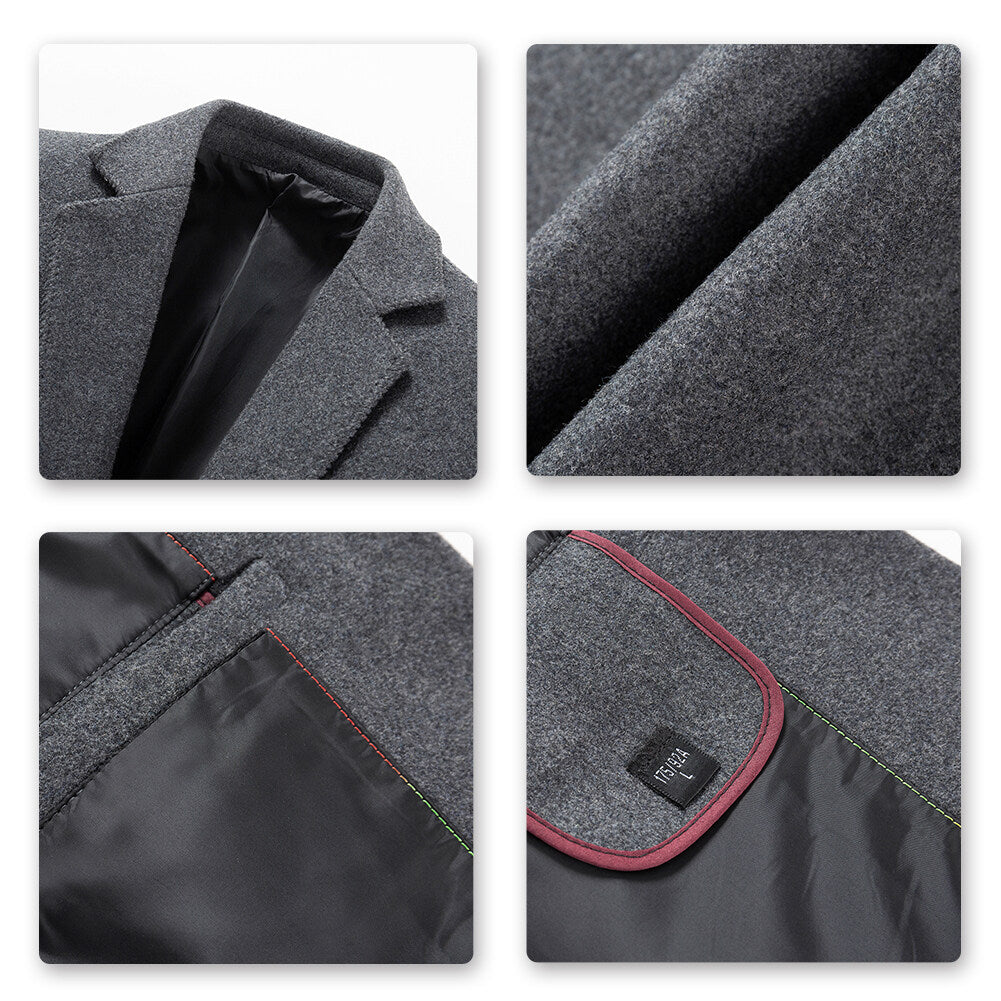 YOUTHUP Mens Wool Blazer Slim Fit 2 Button Winter Suit Jacket for Formal Wedding Business