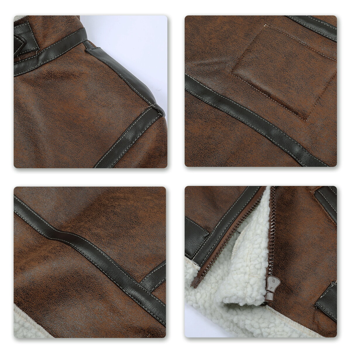 Youthup Mens Winter Slim Fit PU Faux Leather Jacket