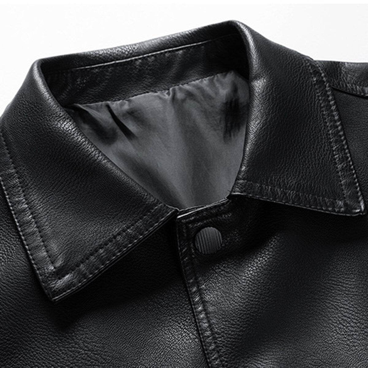 YOUTHUP Mens Colourblock Lapel Leather Jacket