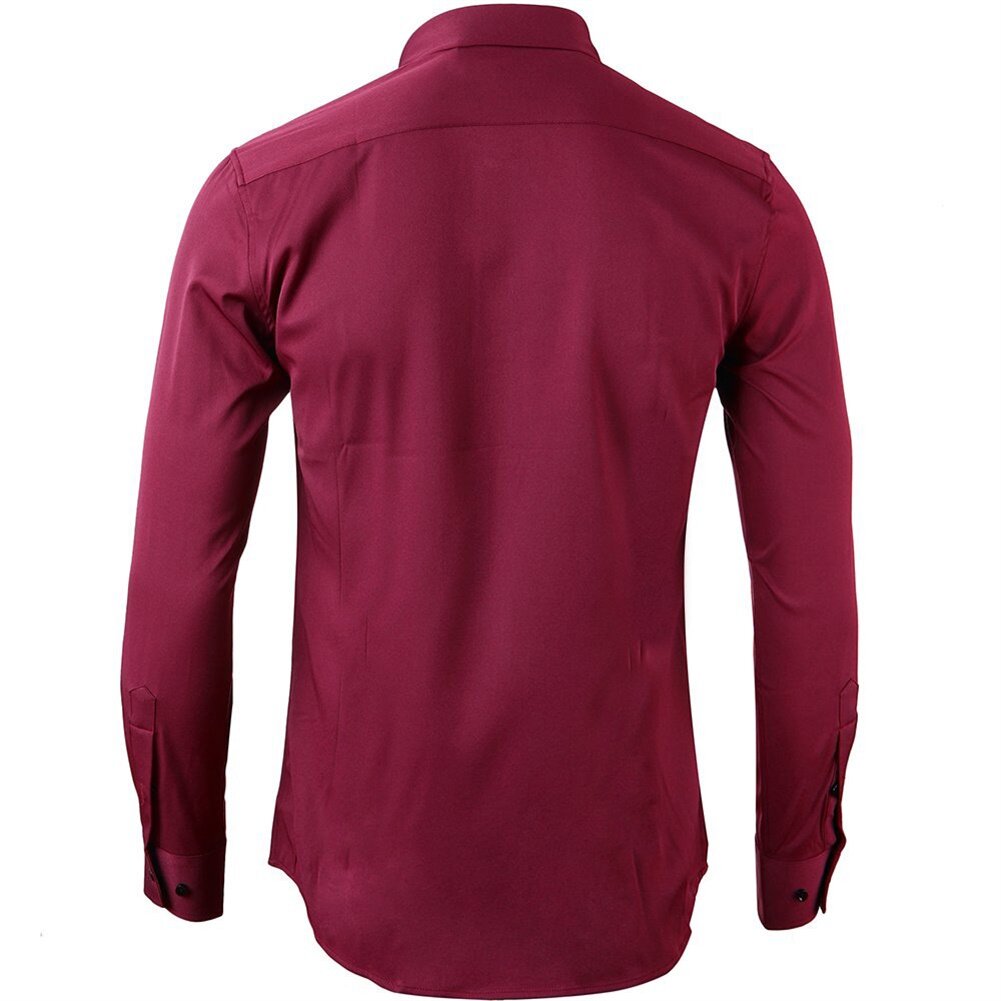 YOUTHUP Mens Business Shirt Long Sleeve Lightwight Lapel Formal Slim Top