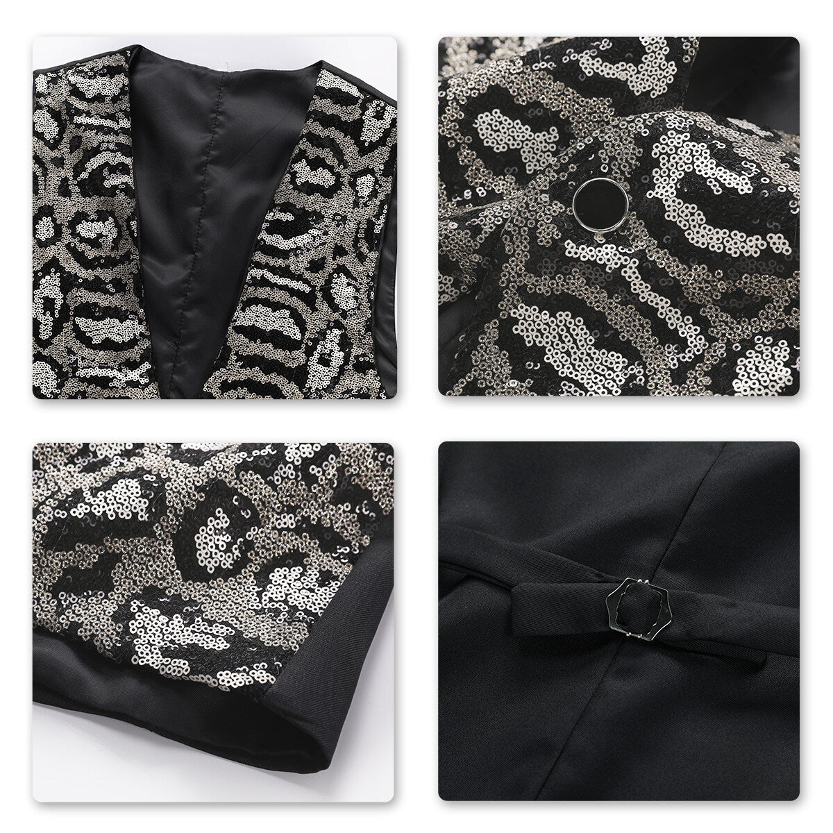 Youthup Mens Shiny Leopard Sequin Party Show Vest