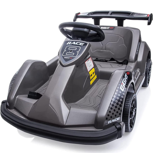 HOMEMIYN 6V Elektrische Go Kart - met afstandsbediening, veiligheidsgordel & muziek. Perfect cadeau voor kids! (Zwart)