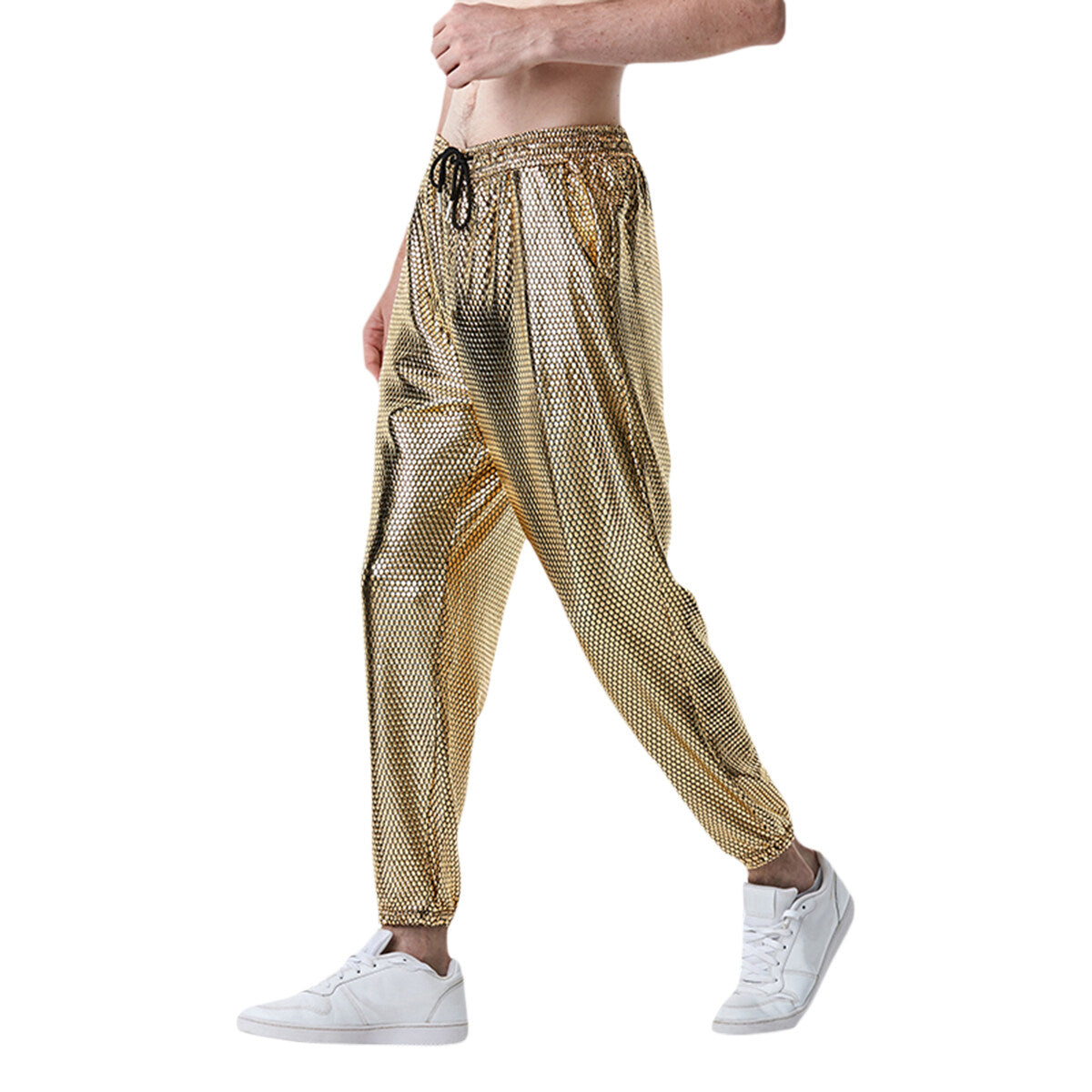 YFFUSHI Mens Party Prom Diamond Sequin Glitter Casual Pants